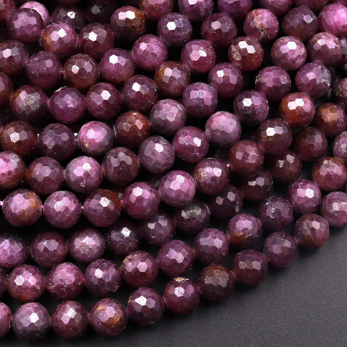 Genuine Natural Purple Red Ruby Gemstone Faceted 3mm 4mm 5mm 6mm 7mm 8 ...