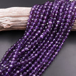 AAA Natural Amethyst Double Hearted Star Cut Faceted 6mm 8mm 10mm Rounded Beads 15.5" Strand