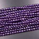 AAA Natural Amethyst Double Hearted Star Cut Faceted 6mm 8mm 10mm Rounded Beads 15.5" Strand