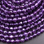AAA Natural Amethyst Double Hearted Star Cut Faceted 6mm 8mm 10mm Rounded Beads 15.5" Strand