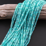 AAA Natural Peruvian Blue Amazonite Faceted 4mm Cube Square Beads Translucent Gemstone 15.5" Strand