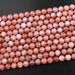 AAA Natural Peach Moonstone 4mm 6mm 8mm 10mm Round Beads 15.5" Strand