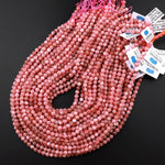 AA Natural Rhodochrosite 3mm 4mm 5mm Faceted Round Beads Micro Laser Diamond Cut Genuine Red Pink Gemstone 15.5" Strand