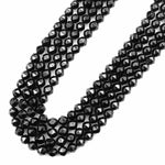 Natural Black Spinel Faceted 5mm 7mm 8mm Round Beads New Double Hearted Star Cut Gemstone 15.5" Strand