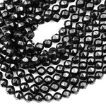 Natural Black Spinel Faceted 5mm 7mm 8mm Round Beads New Double Hearted Star Cut Gemstone 15.5" Strand