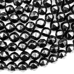 Natural Black Spinel Faceted 5mm 7mm 8mm Round Beads New Double Hearted Star Cut Gemstone 15.5" Strand