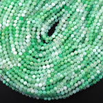 Micro Faceted Natural Australian Green Chrysoprase Faceted Round 2mm 4mm 5mm Beads Diamond Cut Gemstone Beads 15.5" Strand