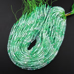 Micro Faceted Natural Australian Green Chrysoprase Faceted Round 2mm 4mm 5mm Beads Diamond Cut Gemstone Beads 15.5" Strand