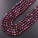 Genuine Natural Purple Red Ruby Gemstone Faceted 3mm 4mm 5mm 6mm 7mm 8mm 9mm Round Beads 15.5" Strand