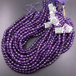 AAA Natural Amethyst Double Hearted Star Cut Faceted 6mm 8mm 10mm Rounded Beads 15.5" Strand