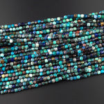 Natural Chrysocolla Azurite Faceted 4mm 5mm Cube Dice Square Beads Micro Faceted Laser Diamond Cut 15.5" Strand