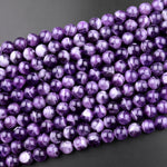 Natural Cape Amethyst Beads 4mm 6mm 8mm 10mm 12mm Round Beads White Stripes 15.5" Strand