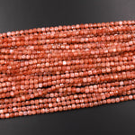 AAA Natural Sunstone Micro Faceted 5mm Cube Dice Square Beads 15.5" Strand