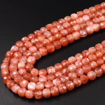 AAA Natural Sunstone Micro Faceted 5mm Cube Dice Square Beads 15.5" Strand