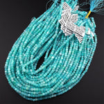 AAA Natural Peruvian Blue Amazonite Faceted 4mm Cube Square Beads Translucent Gemstone 15.5" Strand