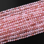 AAA Quality Micro Faceted Natural Peruvian Pink Opal 2mm 3mm 4mm 5mm 6mm 8mm Faceted Round Laser Diamond Cut Pink Gemstone 15.5" Strand