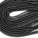 AAA Genuine Natural Black Spinel 2mm 4mm 6mm 8mm 10mm Smooth Round Beads Gemstone 15.5" Strand