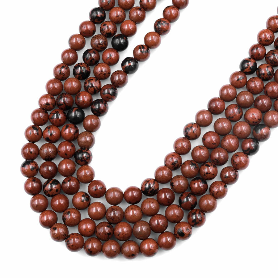 Natural Mahogany Obsidian Beads 4mm 6mm 8mm 10mm Gemstone Round Beads 15.5" Strand