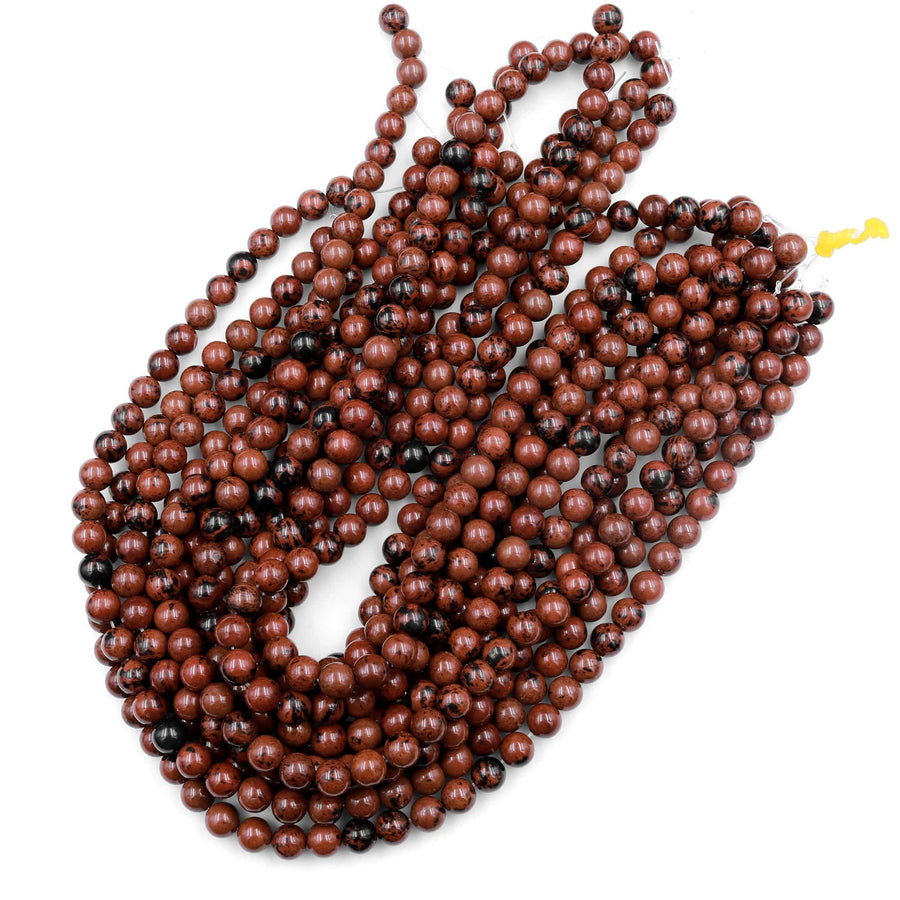 Natural Mahogany Obsidian Beads 4mm 6mm 8mm 10mm Gemstone Round Beads 15.5" Strand