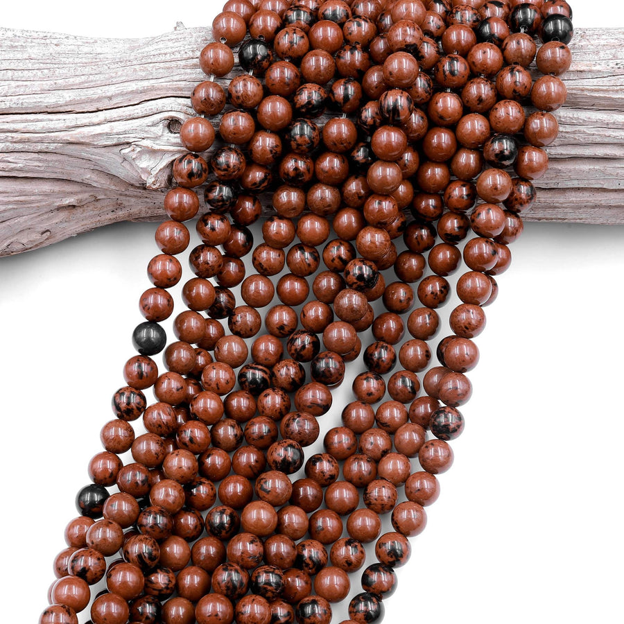 Natural Mahogany Obsidian Beads 4mm 6mm 8mm 10mm Gemstone Round Beads 15.5" Strand