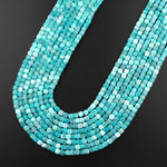 AAA Natural Peruvian Blue Amazonite Faceted 2mm 3mm Cube Square Beads Translucent Gemstone 15.5" Strand