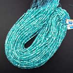 AAA Natural Peruvian Blue Amazonite Faceted 2mm 3mm Cube Square Beads Translucent Gemstone 15.5" Strand