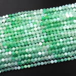 Micro Faceted Natural Australian Green Chrysoprase Faceted Round 2mm 4mm 5mm Beads Diamond Cut Gemstone Beads 15.5" Strand