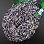 AAA Sparkling Natural Rainbow Fluorite Faceted 3mm 4mm 5mm Round Beads Purple Green Gemstone 15.5" Strand