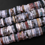 Huge Phenomenal Faceted Natural Ocean Jasper Beads Center Drilled Rondelle Heishi Disc 15.5" Strand