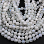 Natural Rainbow Moonstone 4mm 6mm 8mm 12mm Round Beads Tinted Green Color 15.5" Strand