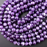 Natural Cape Amethyst Beads 4mm 6mm 8mm 10mm 12mm Round Beads White Stripes 15.5" Strand