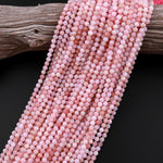 AAA Quality Micro Faceted Natural Peruvian Pink Opal 2mm 3mm 4mm 5mm 6mm 8mm Faceted Round Laser Diamond Cut Pink Gemstone 15.5" Strand