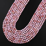 AAA Quality Micro Faceted Natural Peruvian Pink Opal 2mm 3mm 4mm 5mm 6mm 8mm Faceted Round Laser Diamond Cut Pink Gemstone 15.5" Strand