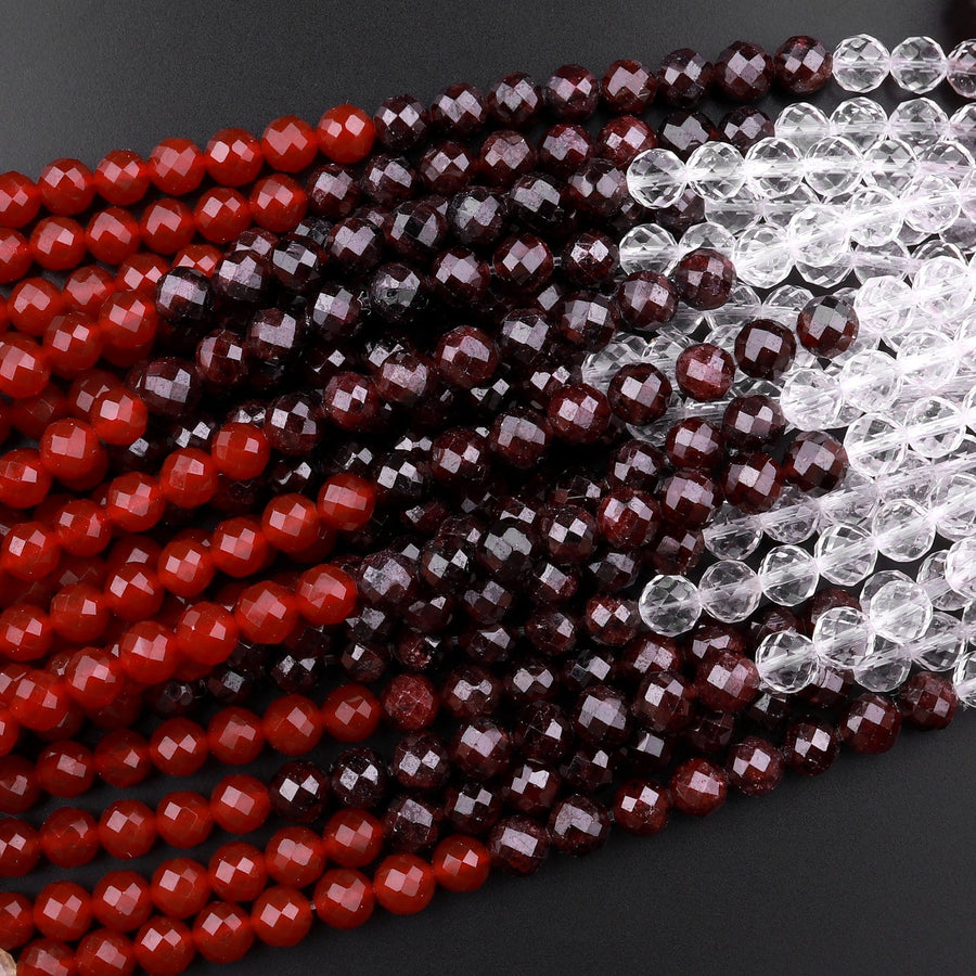 Faceted Natural Chakra 4mm 6mm 8mm Beads Gemstone Amethyst Lapis Apatite Aventurine Citrine Red Carnelian Garnet Rock Quartz 15.5" Strand