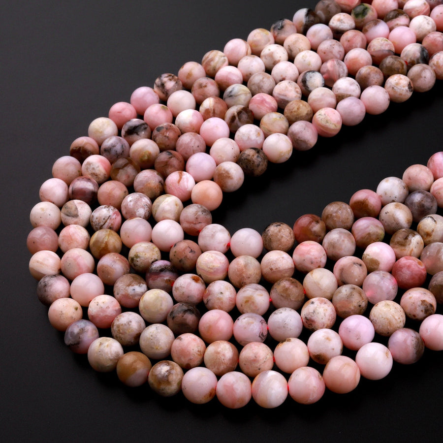 Natural Peruvian Pink Opal 6mm 8mm Round Beads 15.5" Strand
