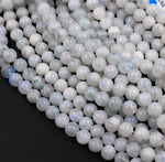 Natural Rainbow Moonstone 4mm 6mm 8mm 12mm Round Beads Tinted Green Color 15.5" Strand