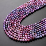 Genuine Natural Blue Pink Ruby Gemstone Micro Faceted 3mm 4mm 5mm Round Beads 15.5" Strand