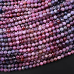 Genuine Natural Blue Pink Ruby Gemstone Micro Faceted 3mm 4mm 5mm Round Beads 15.5" Strand