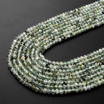 Micro Faceted Natural Green Prehnite Rondelle Beads 3mm 4mm 6mm 15.5" Strand