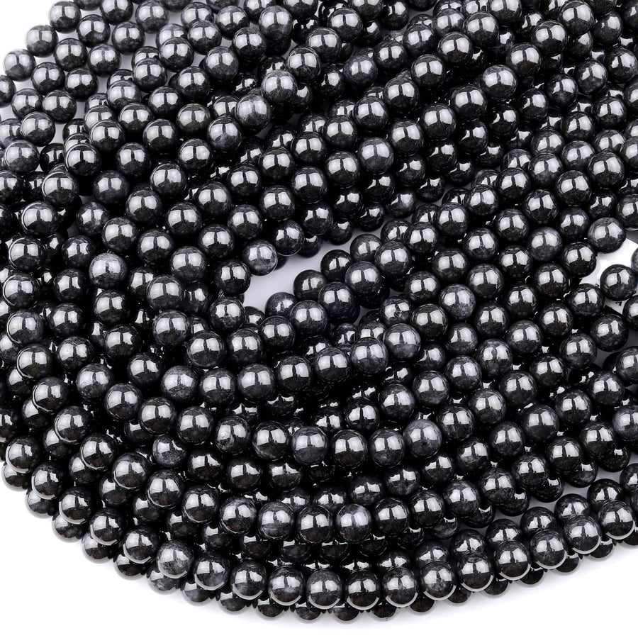From Burma Stunning Natural Burmese Black Jade Round Beads 4mm 6mm 8mm 10mm 15.5" Strand