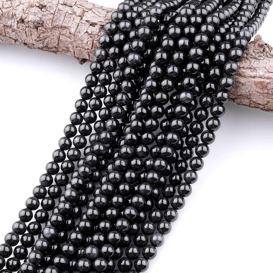 From Burma Stunning Natural Burmese Black Jade Round Beads 4mm 6mm 8mm 10mm 15.5" Strand