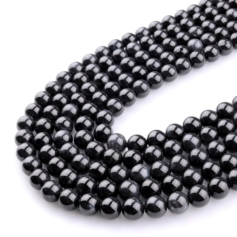 From Burma Stunning Natural Burmese Black Jade Round Beads 4mm 6mm 8mm 10mm 15.5" Strand