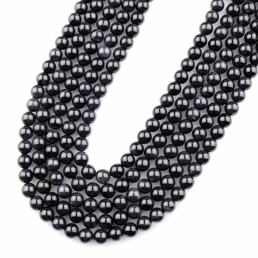 From Burma Stunning Natural Burmese Black Jade Round Beads 4mm 6mm 8mm 10mm 15.5" Strand