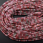 AAA Natural Strawberry Quartz Faceted 3mm 4mm Rondelle Beads Micro Laser Cut Pink Green Gemstone 15.5" Strand