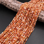 AAA Faceted Natural Orange Yellow Brandy Opal 3mm 4mm 5mm Round Beads Extra Gemmy 15.5" Strand