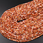 AAA Faceted Natural Orange Yellow Brandy Opal 3mm 4mm 5mm Round Beads Extra Gemmy 15.5" Strand