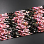 Natural Multicolor Green Pink Tourmaline Faceted 4mm Cube Beads Gemstone 15.5" Strand