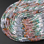 Micro Faceted Multicolor Mixed Gemstone Round Beads 3mm 4mm Amazonite Sunstone Aquamarine 15.5" Strand