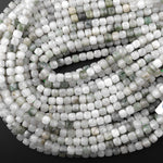 Faceted Natural Ice Mountain Jade 7mm 8mm Cube Beads 15.5" Strand