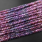 Genuine Natural Blue Pink Ruby Gemstone Micro Faceted 3mm 4mm 5mm Round Beads 15.5" Strand